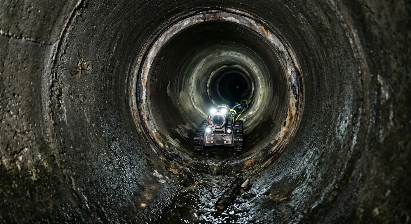 Robotic sewer camera inspecting pipe interior for Sewer Line Repair in Maryland City